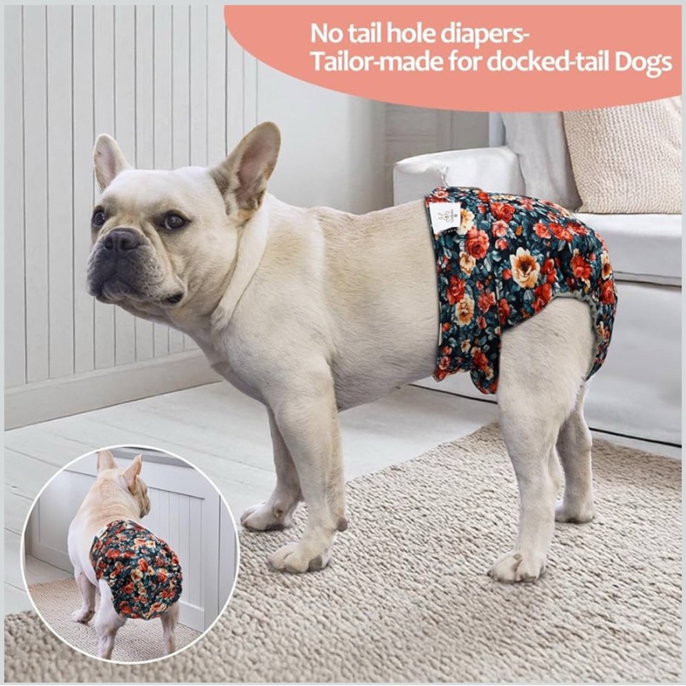 Floral Dog Diaper for Docked-Tail Dogs